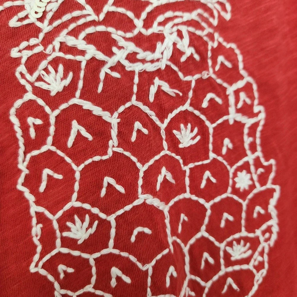 Women's J Crew Collectors Tee with Off White Embroidered Sequins Pineapple Small